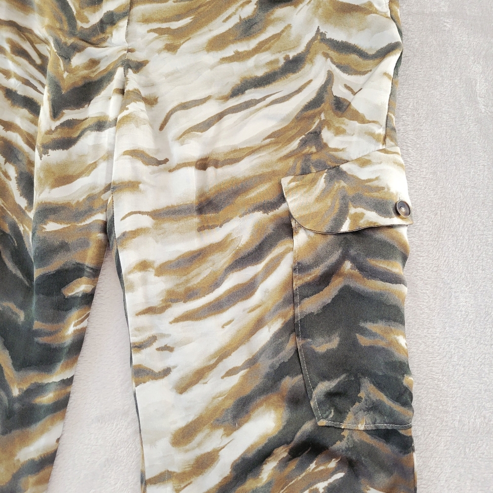 Diega Patrelo Silky Tiger Print Camo Cargo Pants XS - Picture 3 of 13